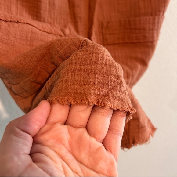 Billabong Overalls Small Girl On The Run Rust Muslin Cotton Beach Short Romper - Picture 6 of 7